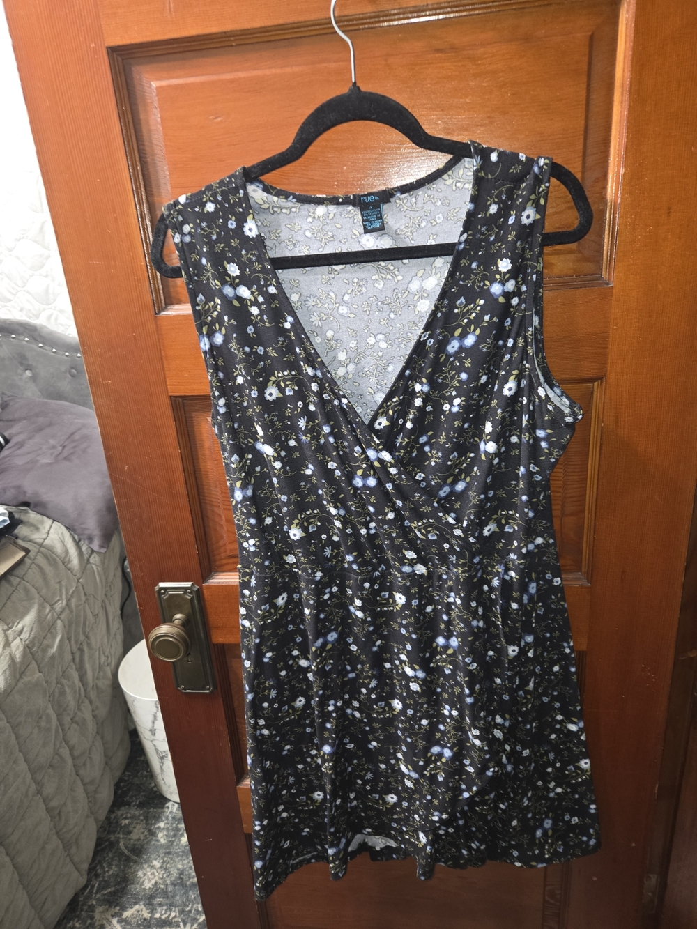 Lane Bryant Black Floral Wrap-Front Sleeveless Dress